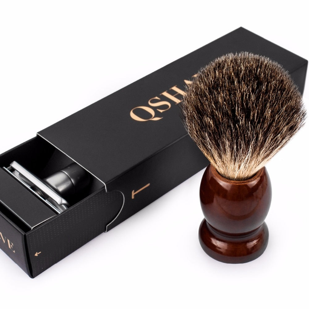 Kit Q Shave - Double Edge Cinza com Pincel e Suporte (4634592247854)