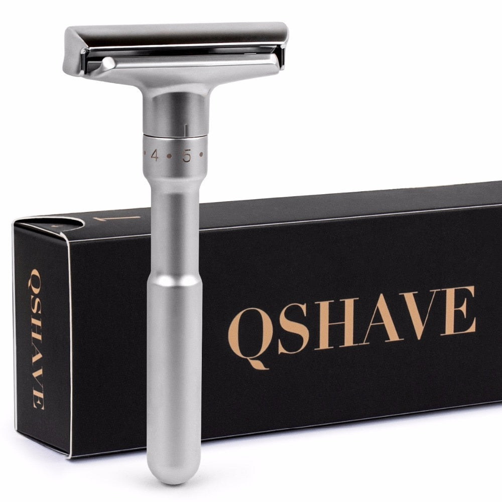 Kit Q Shave - Double Edge Cinza com Pincel e Suporte (4634592247854)